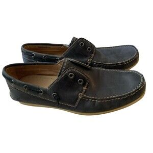 John Varvatos Star USA Men's 9.5M Slip-on Boat laceless Loafer Dark Navy Leather